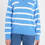 Striped Knit Zip Pullover