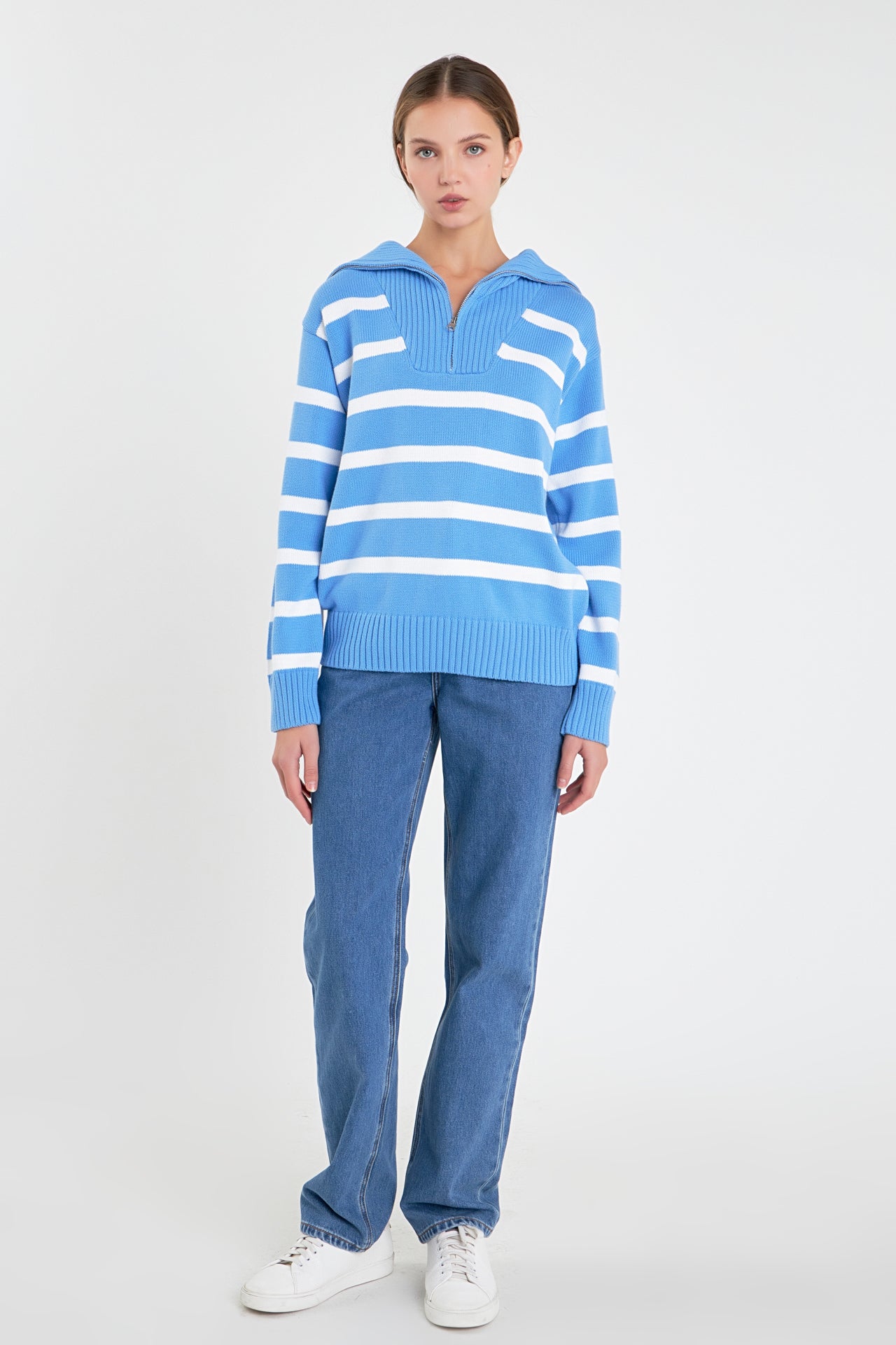 Striped Knit Zip Pullover - Final Sale