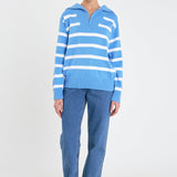 Striped Knit Zip Pullover