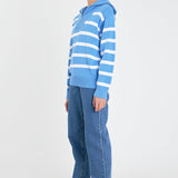 Striped Knit Zip Pullover