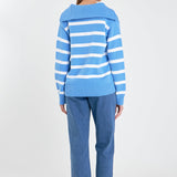 Striped Knit Zip Pullover