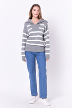 Load image into Gallery viewer, Striped Knit Zip Pullover
