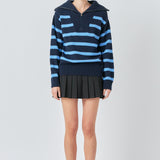 Striped Knit Zip Pullover