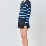 Striped Knit Zip Pullover