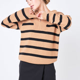 Striped Knit Zip Pullover