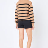 Striped Knit Zip Pullover