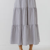 Check Tiered Maxi Skirt
