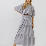 Check Tiered Maxi Skirt