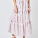 Check Print Tiered Maxi Skirt