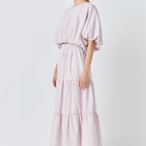 Check Print Tiered Maxi Skirt