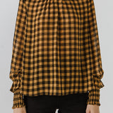 Checker Blouse with Mock Neck