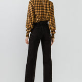 Checker Blouse with Mock Neck