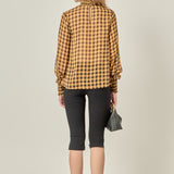 Checker Blouse with Mock Neck