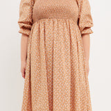 Plus Size Floral Smocked Midi Dress