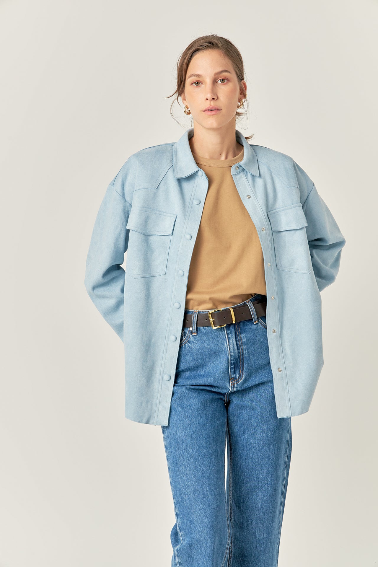 Faux Suede Oversized Shirts