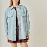 Faux Suede Oversized Shirts