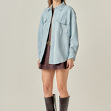Faux Suede Oversized Shirts