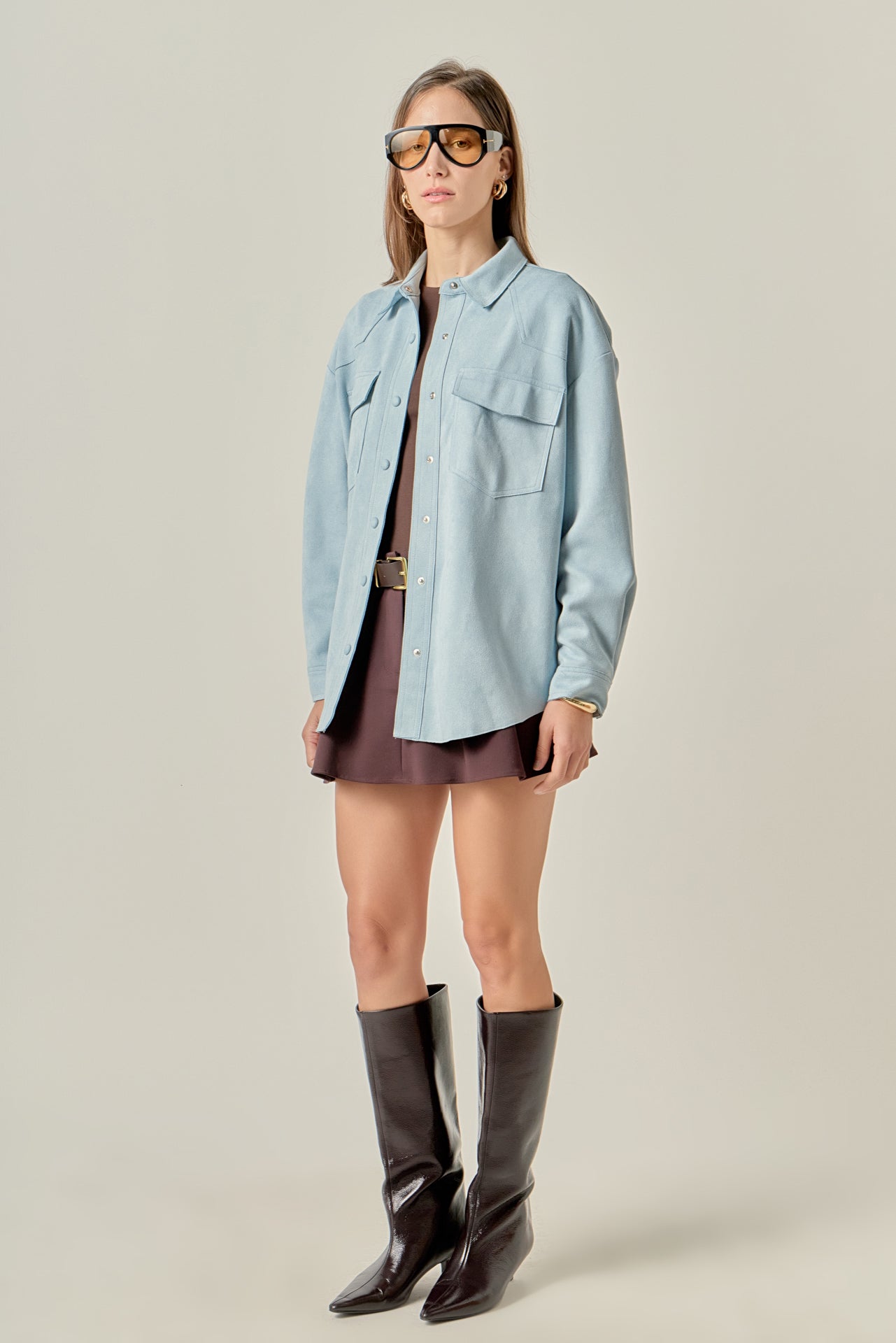 Faux Suede Oversized Shirts