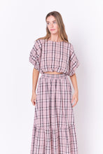 Load image into Gallery viewer, Plaid Voluminous Cropped Top
