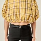 Plaid Voluminous Cropped Top