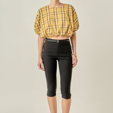 Plaid Voluminous Cropped Top