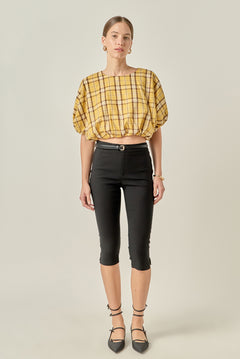 Plaid Voluminous Cropped Top