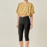 Plaid Voluminous Cropped Top