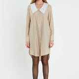 Shirts Dress with Contrast Collar