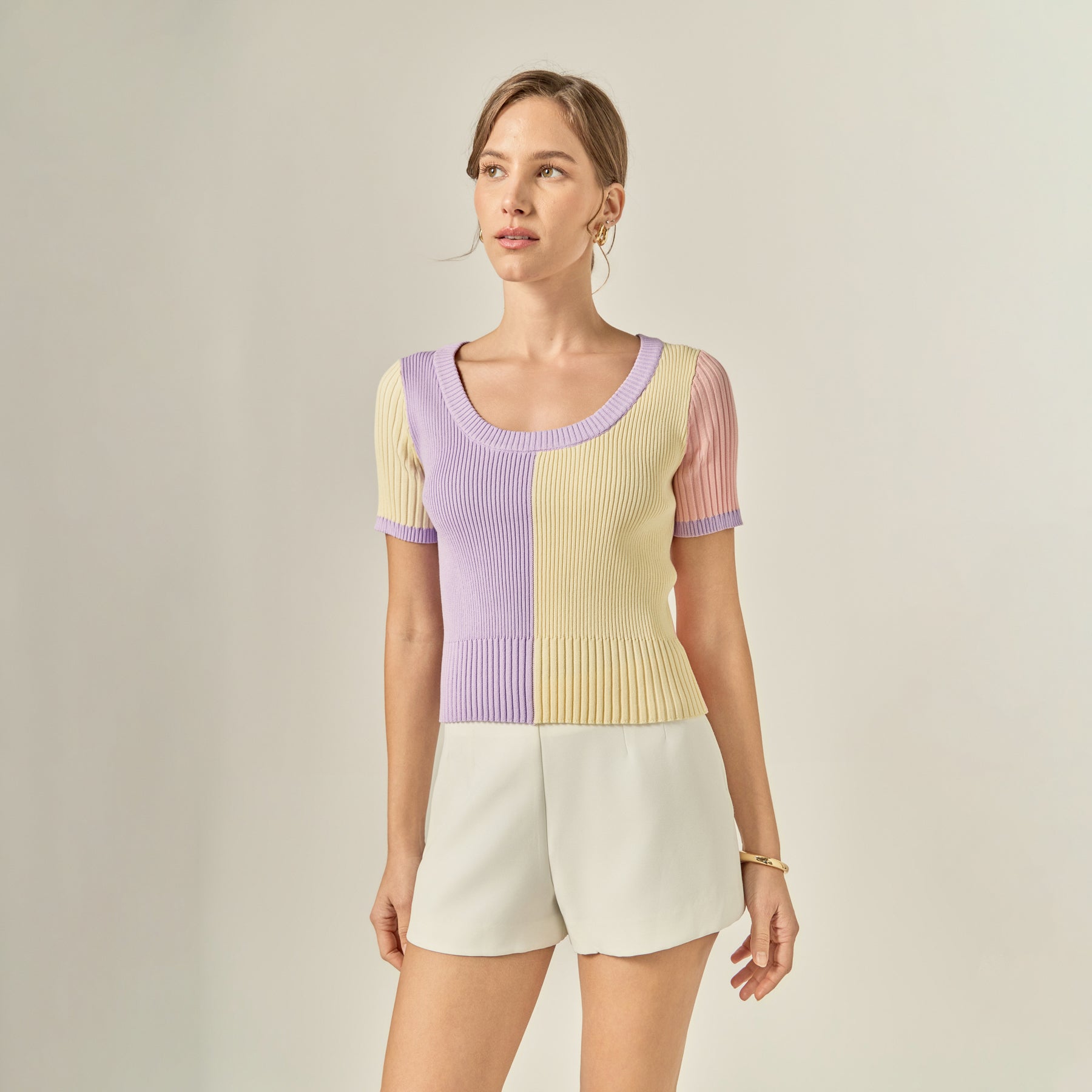 Color Blocked Sweater Top