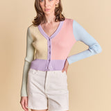 Color Blocked Knit Cardigan