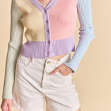 Color Blocked Knit Cardigan