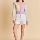 Color Blocked Knit Cardigan