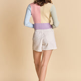 Color Blocked Knit Cardigan