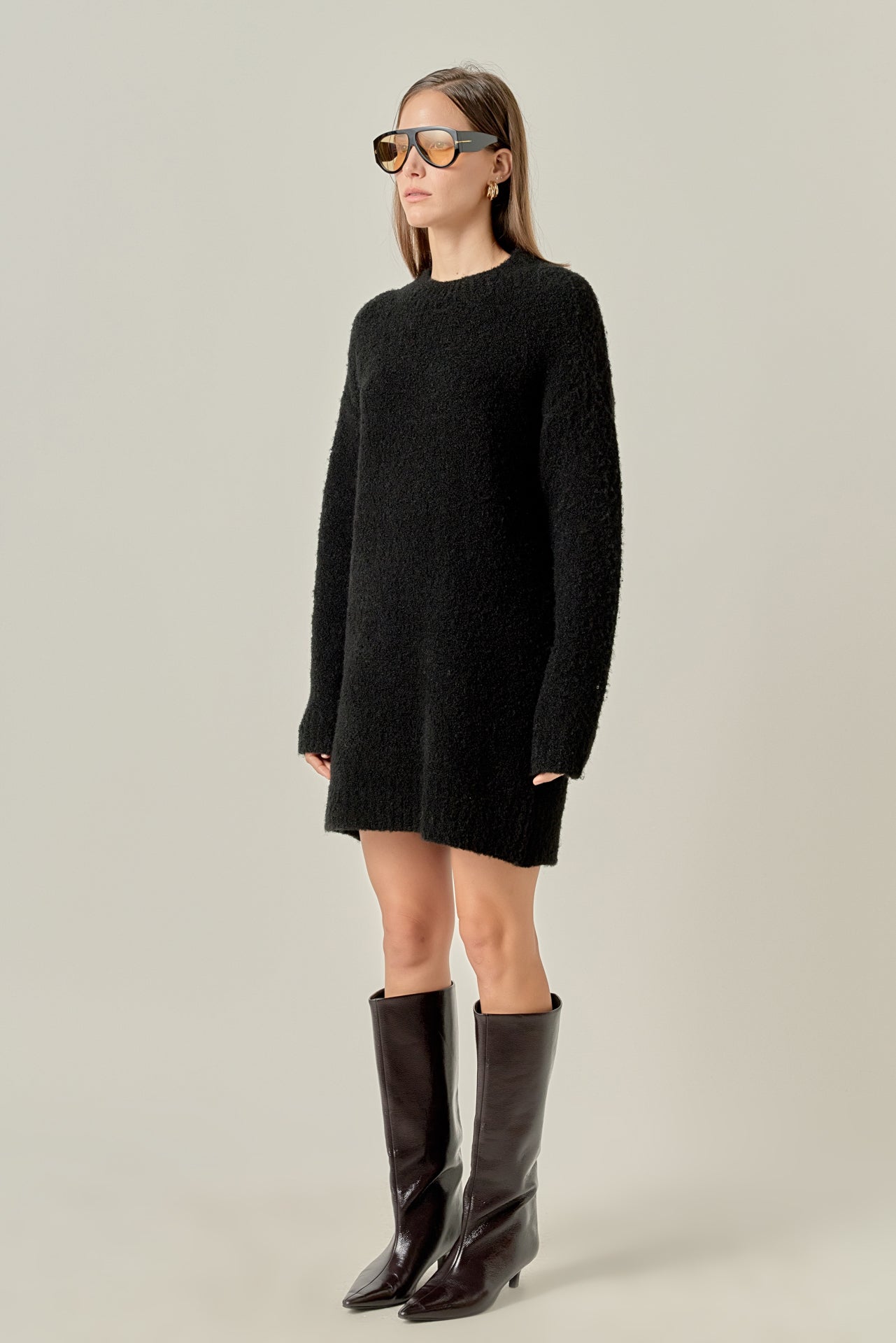 Whip Stitched Knit Mini Dress English Factory Whip Stitched Knit Mini Dress English Factory