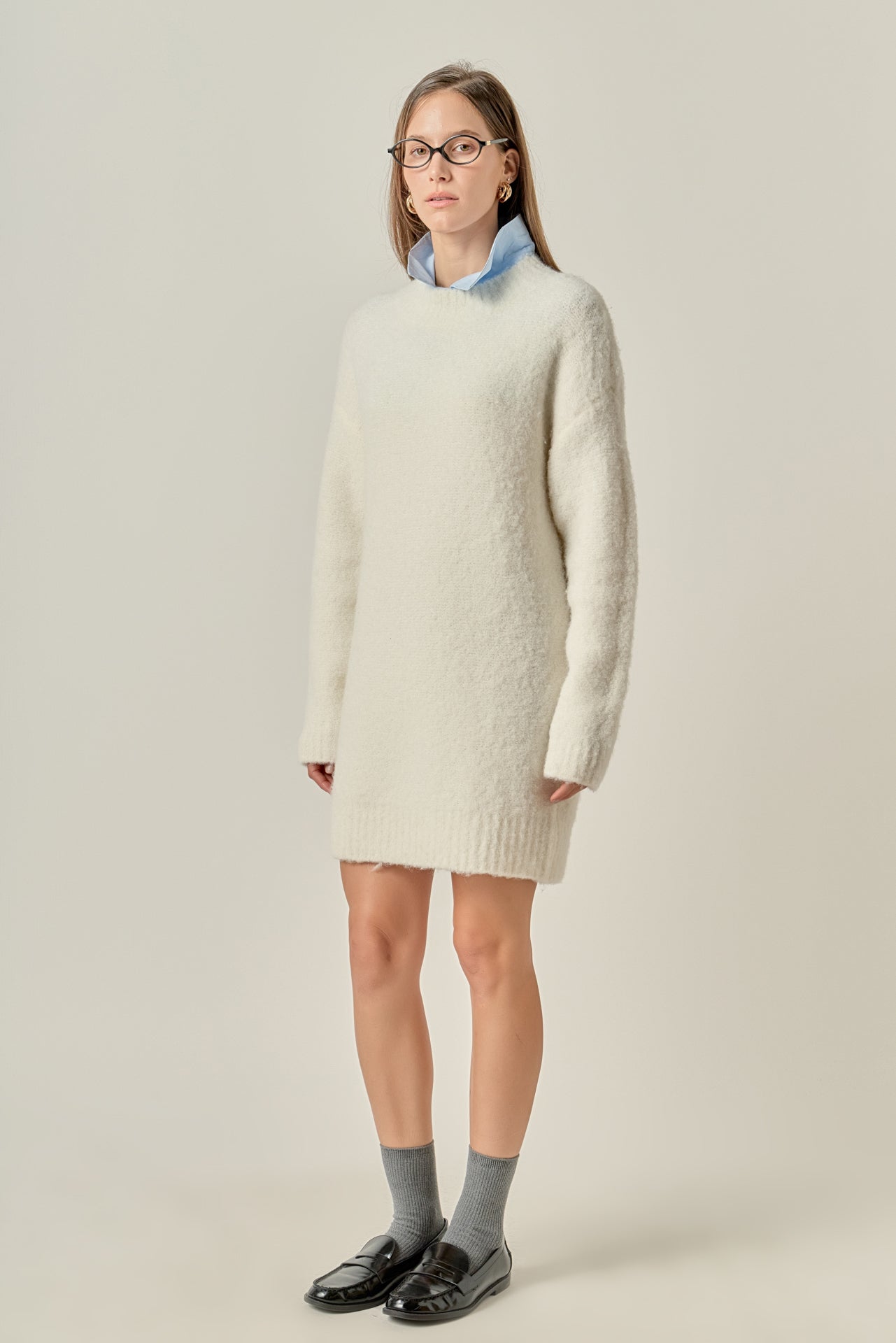 Whip Stitched Knit Mini Dress English Factory Whip Stitched Knit Mini Dress English Factory