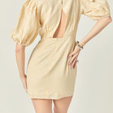 Metallic Plaid Mini Dress with Back Buttons