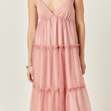 Tulle Contrast Midi Dress