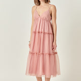 Tulle Contrast Midi Dress