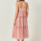 Tulle Contrast Midi Dress