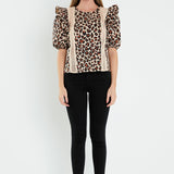 Leopard Lace Inserted Top