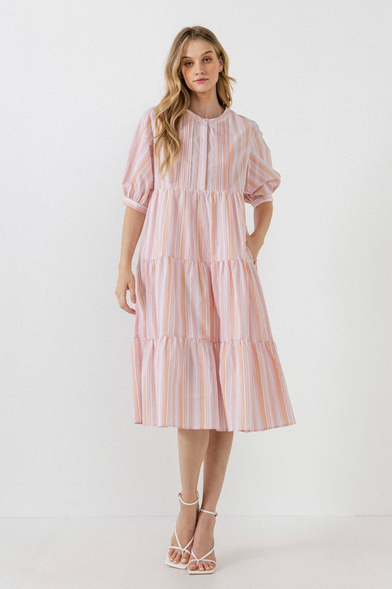 English factory smocked on sale stripe midi dress