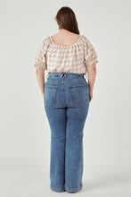Load image into Gallery viewer, Gingham Top with Short Puff Sleeves
