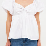Knotted Top with Balloon Sleeves