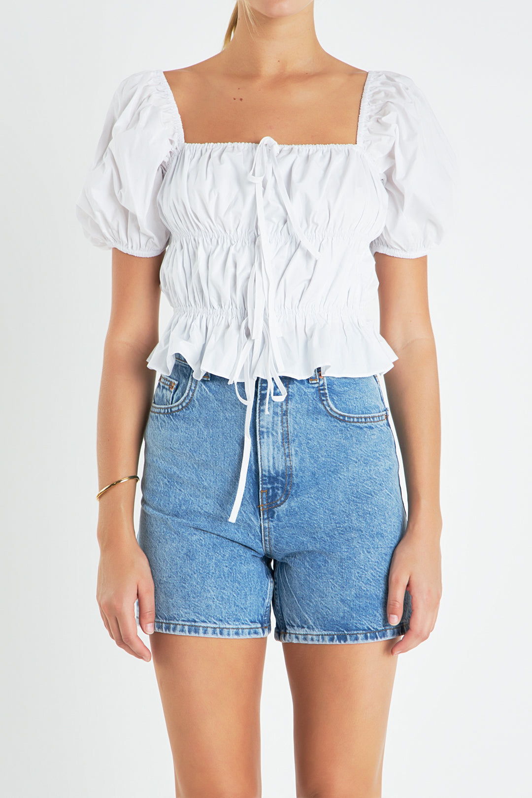 Long Sleeve Shirring Top