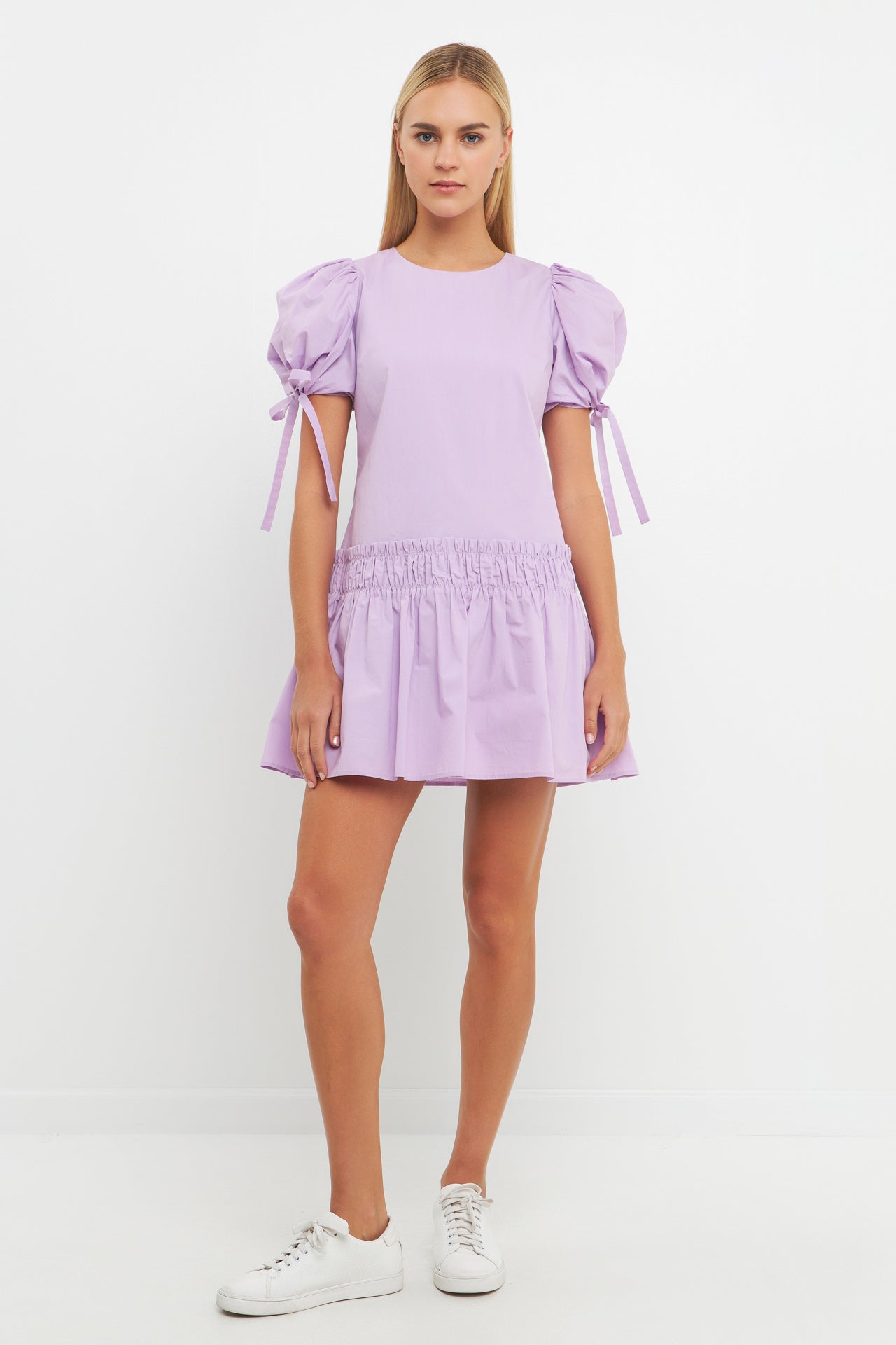 Poplin Ruffle Dress with Tied Detail – English Factory