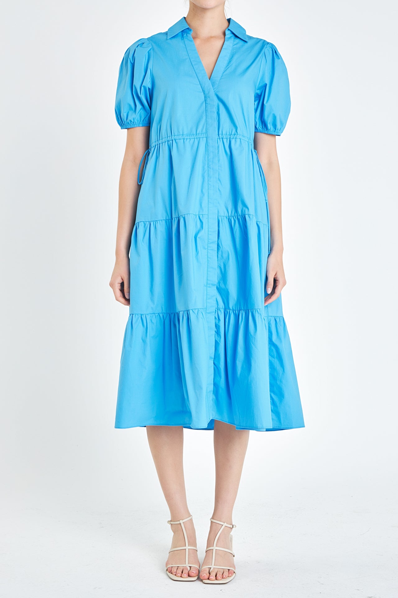熱販売 Sleeve Puff Tiered Factory English – Dress Midi ワンピース