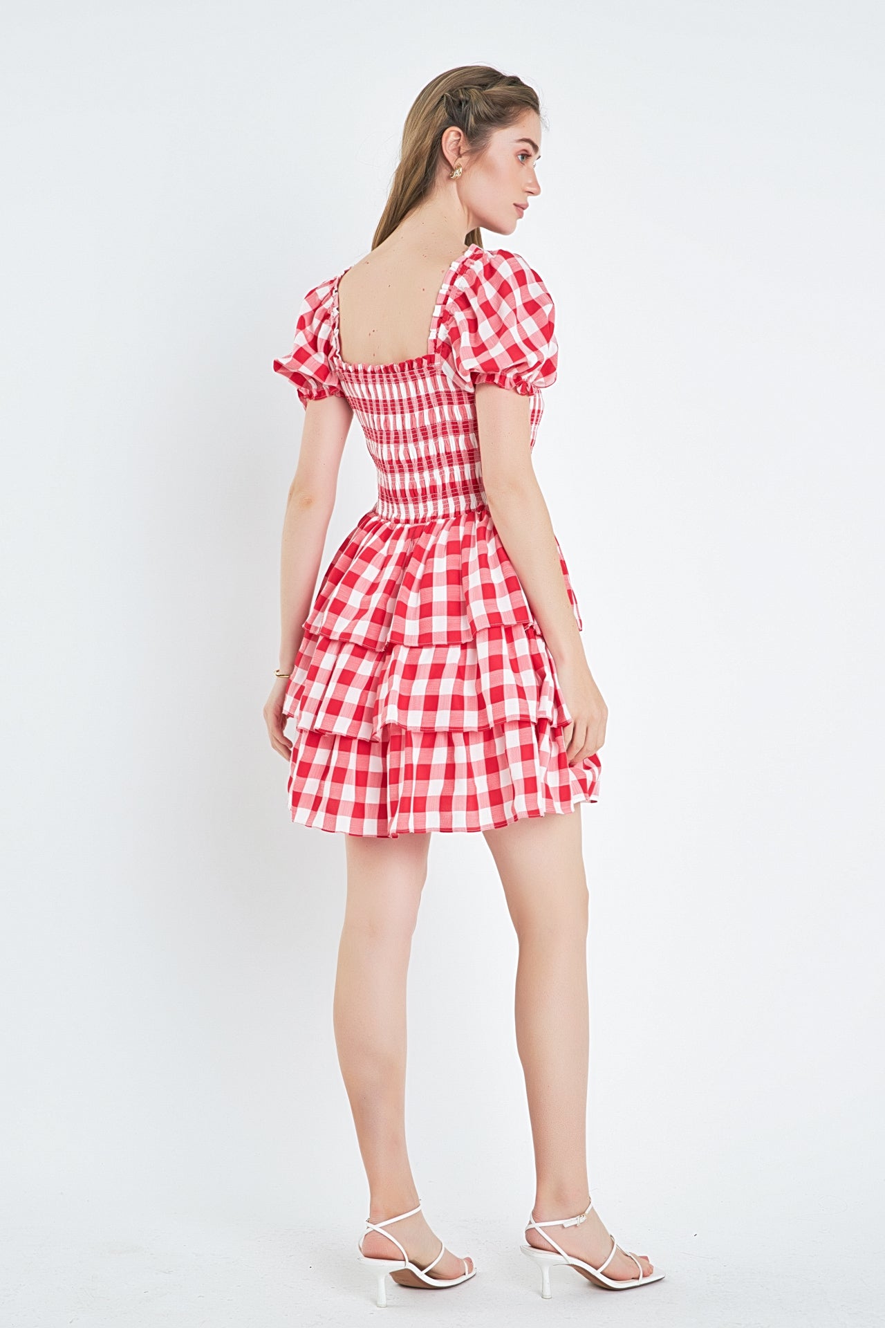 Gingham Square Neck Mini Dress – English Factory