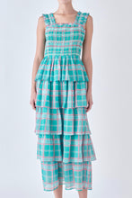 Load image into Gallery viewer, Plaid Smocked Midi Tiered Dress
