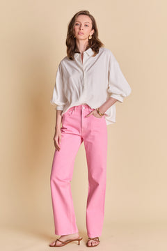 Color Full Length Wide Leg Jean