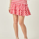 Plaid Smocked Mini Skirt